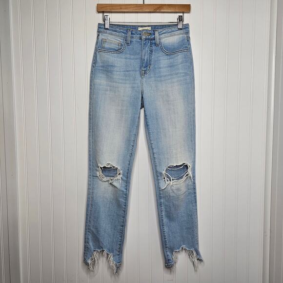 L'AGENCE Womens High Line Skinny Jeans Size 25 Light Wash Raw Hem Classic Brasie - Picture 8 of 9